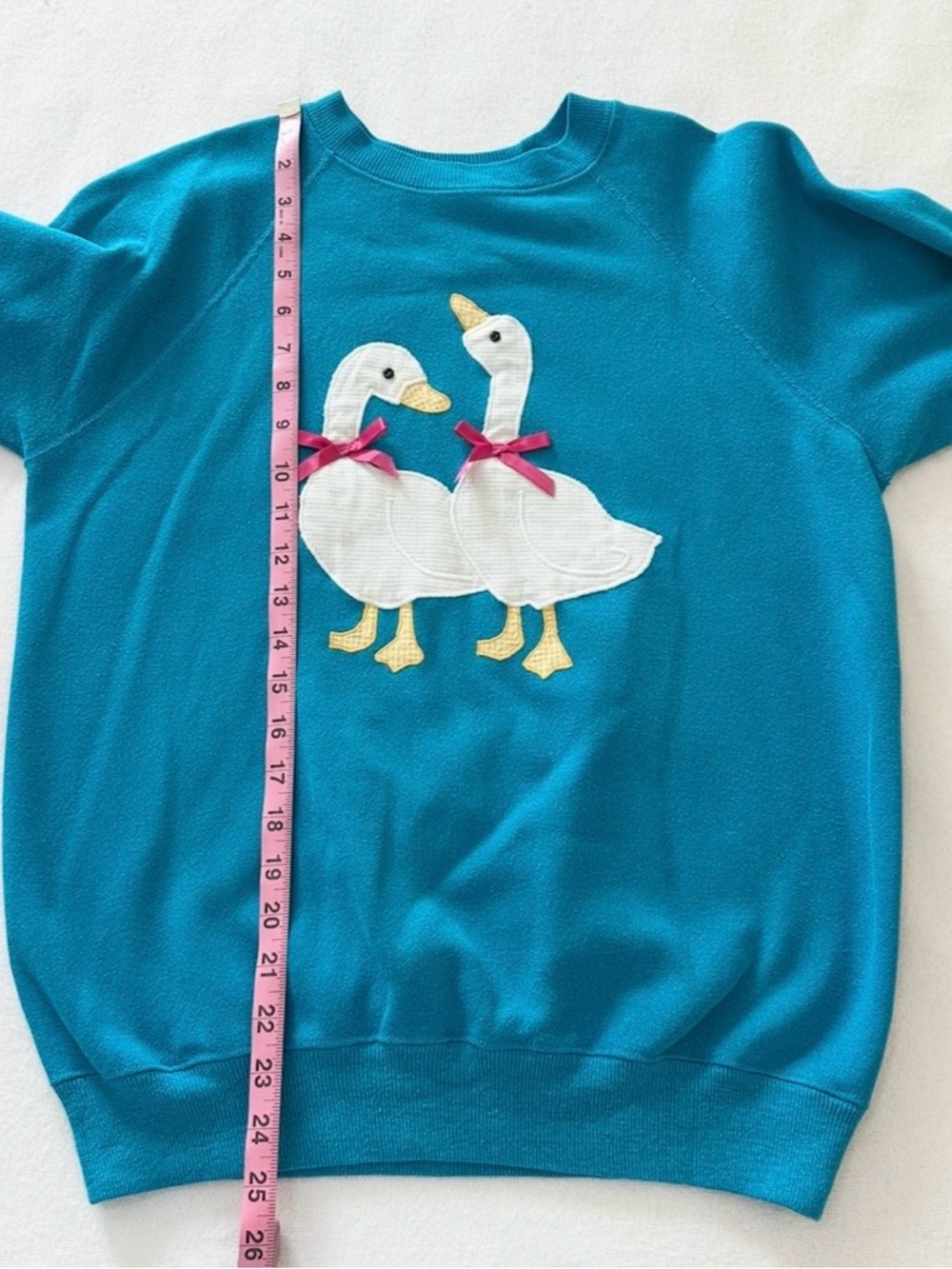 Vintage 1980s/90s Goose Appliqué Sweatshirt Hanes 50/50 Blue Women’s Size Medium - Picture 7 of 7